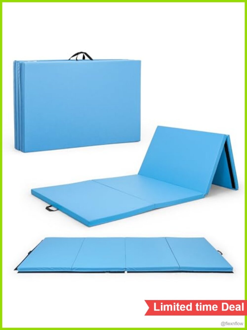 2-Inch Folding Exercise Mat with Handles Non-Toxic Tumbling Padding